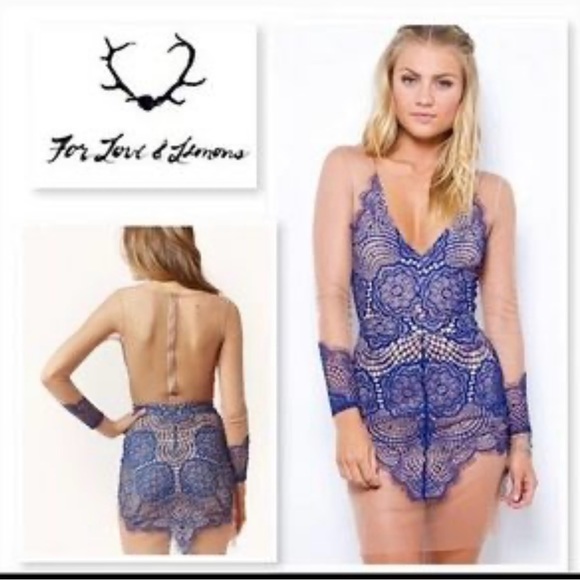 For Love & Lemon Small Antigua Mini Dress Blue - Picture 2 of 10